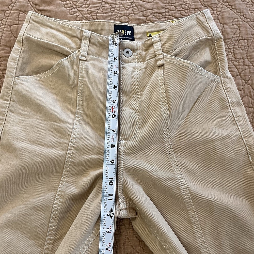 Maeve Anthropologie Delaney 28 Wide Leg Pants High Rise Seamed Trouser Tan Boho - Picture 4 of 10